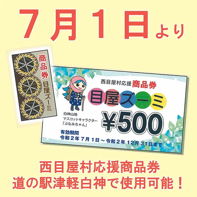西目屋村応援商品券について